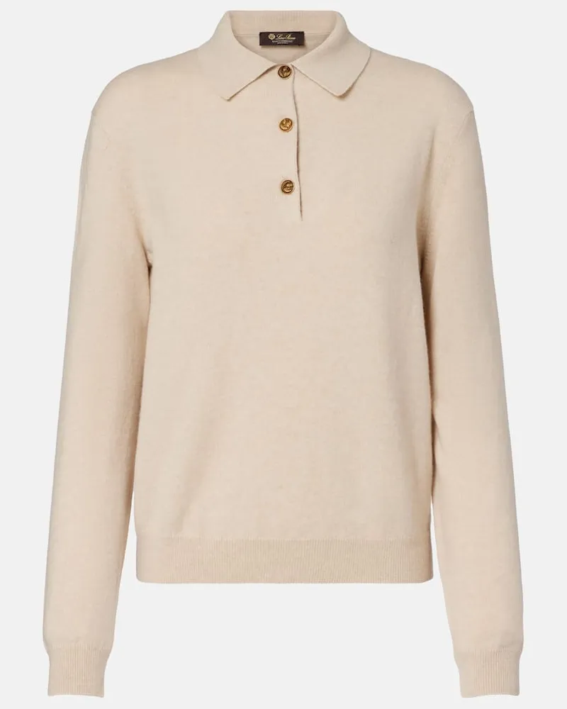 Loro Piana Polopullover Classic aus Kaschmir Weiß