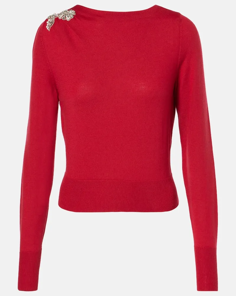 Erdem Verzierter Pullover aus Wolle Rot