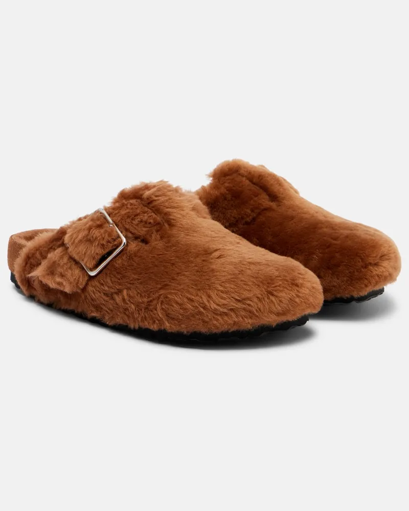 Birkenstock Slippers Boston aus Shearling Braun