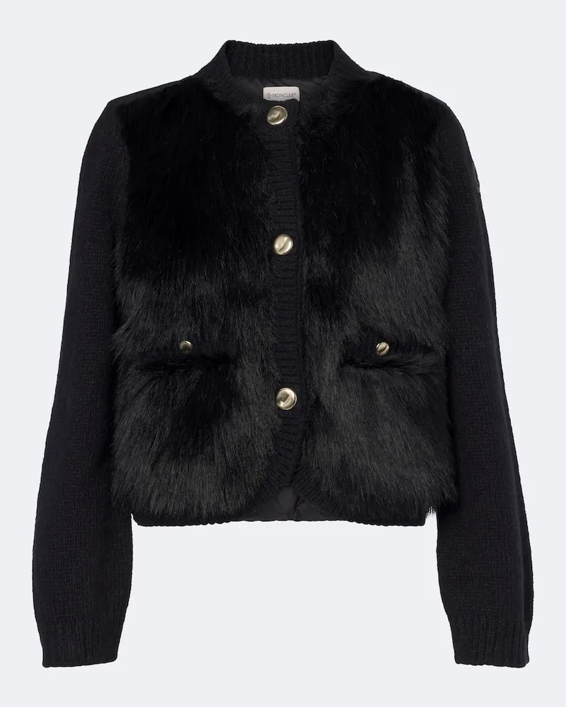 Moncler Daunenjacke mit Strick Schwarz