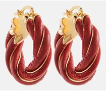 Ohrringe Twist aus Sterlingsilber und Leder, 18kt vergoldet