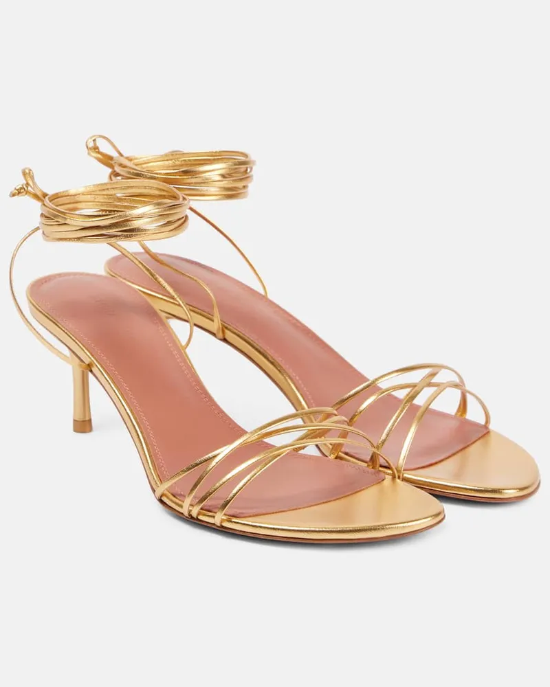 Amina Muaddi Sandalen Lori 60 aus Metallic-Leder Gold