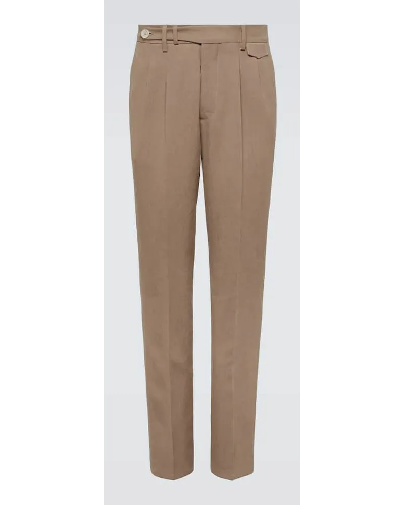 Brunello Cucinelli Chinohose Aus Leinen Braun