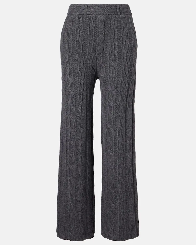 Lisa Yang Weite Low-Rise-Hose Ebba aus Kaschmir Grau