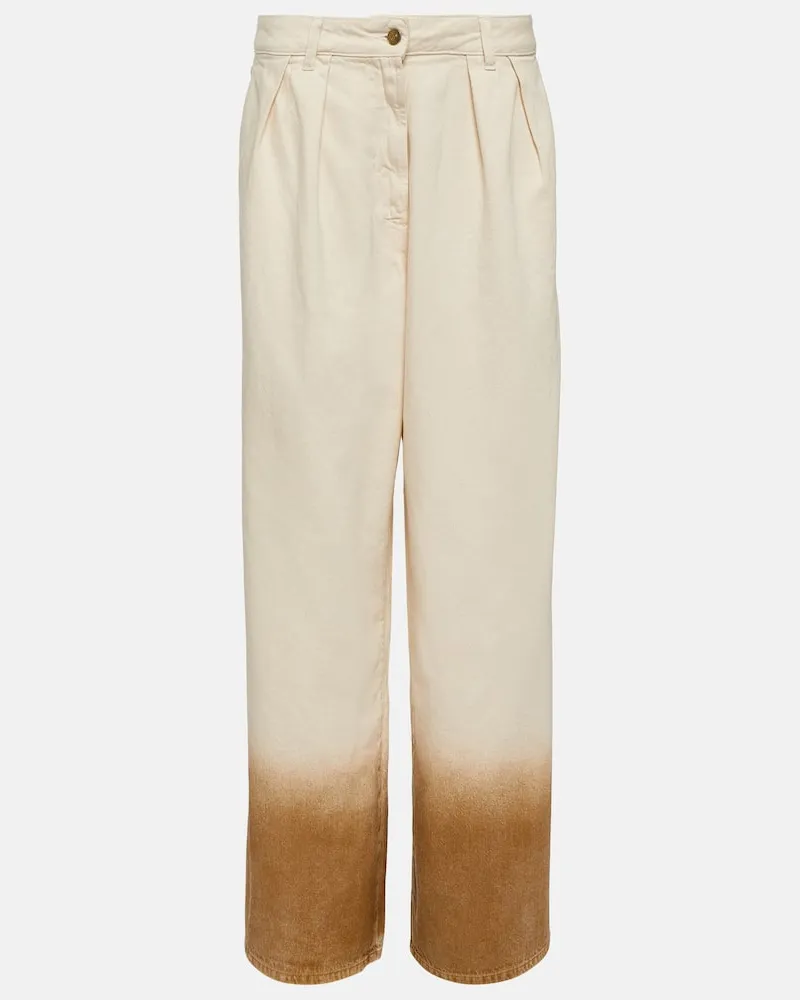 Alanui High-Rise Wide-Leg Jeans Weiß
