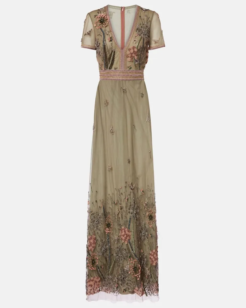 COSTARELLOS Verzierte Robe Grün