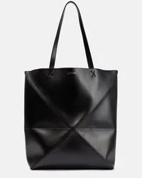 Loewe Tote Puzzle Fold Large aus Leder Schwarz