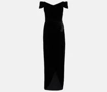 Verzierte Off-Shoulder-Robe aus Samt