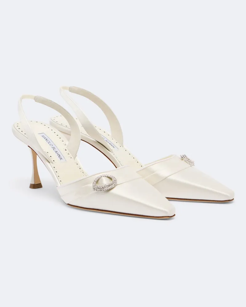 Manolo Blahnik Verzierte Slingback-Pumps Zutoslipla Weiß