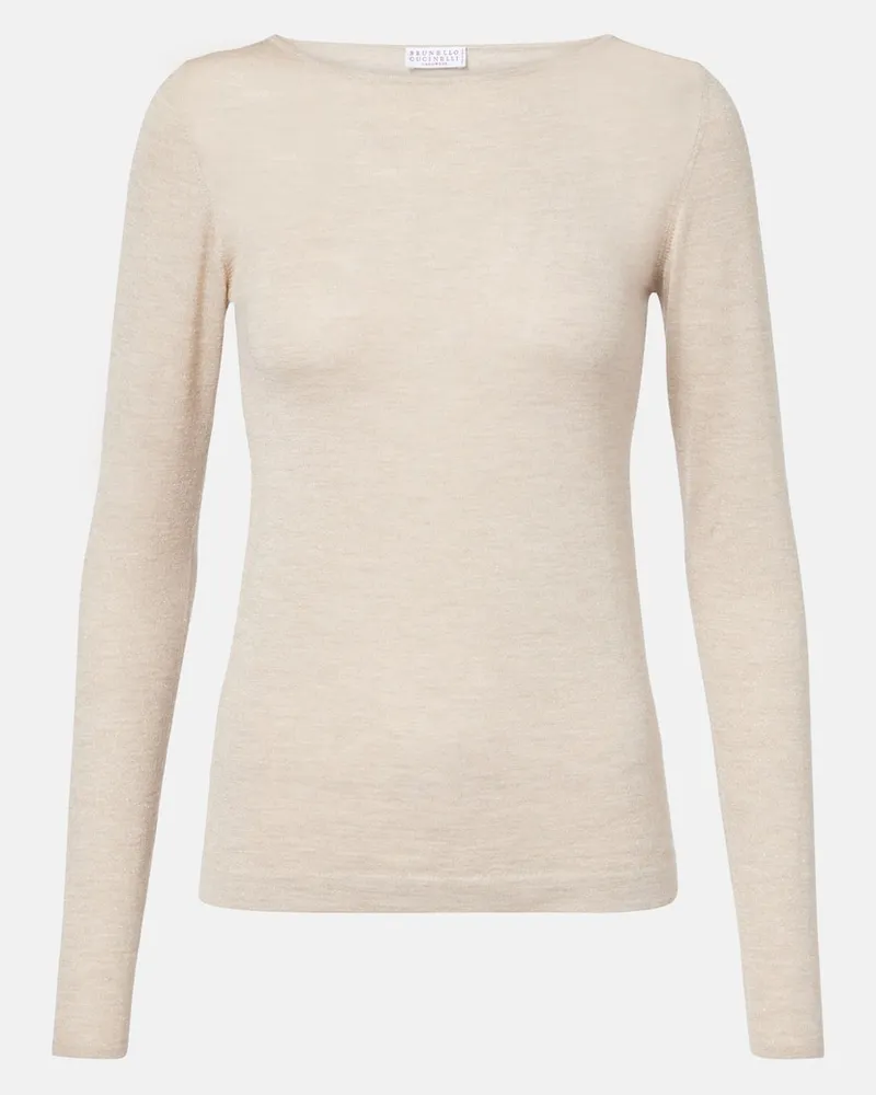 Brunello Cucinelli Pullover aus einem Kaschmirgemisch Beige