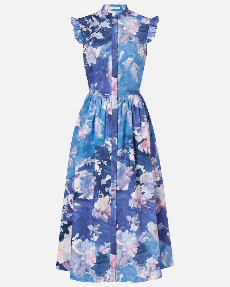 Erdem Bedrucktes Midikleid Blau