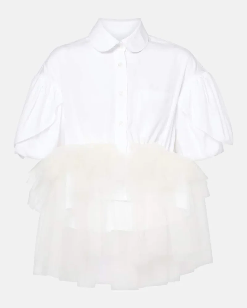 Simone Rocha Bluse aus Baumwolle mit Tüll Weiß