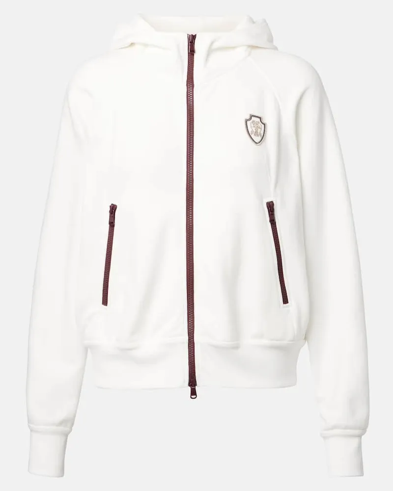 Brunello Cucinelli Hoodie aus Piqué Weiß