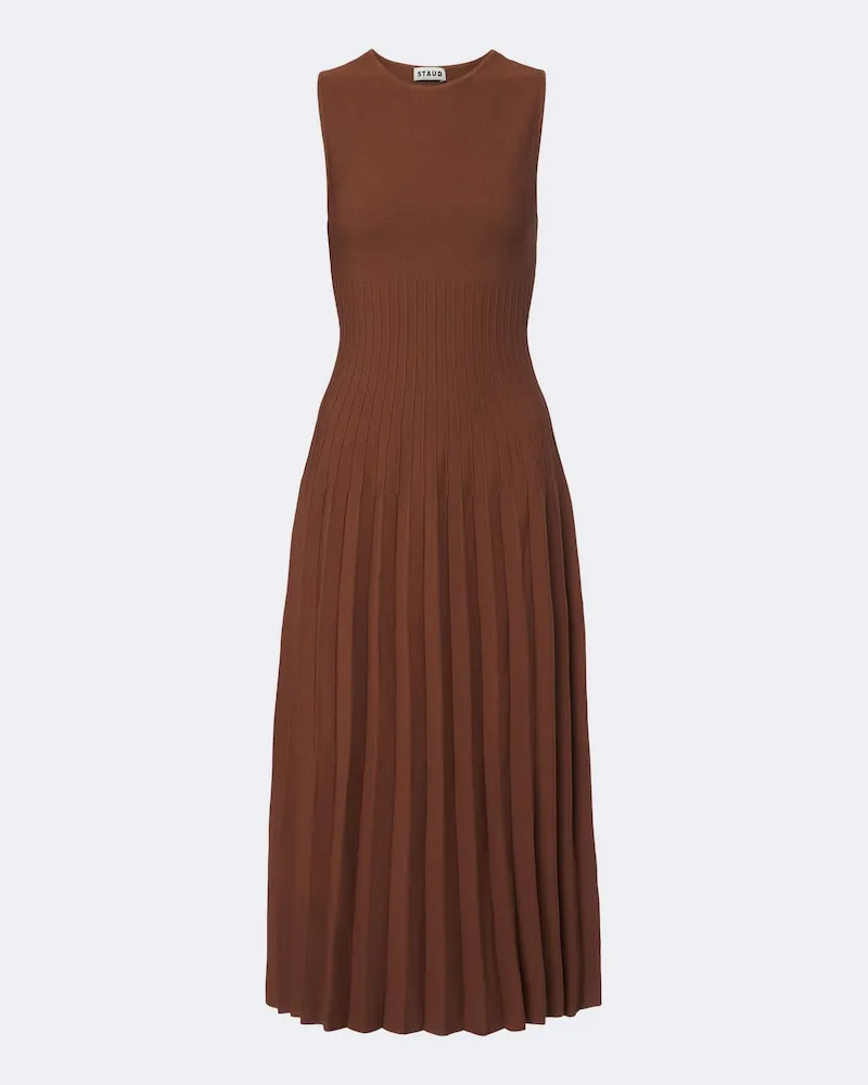 STAUD Midikleid Elyse aus Strick Braun