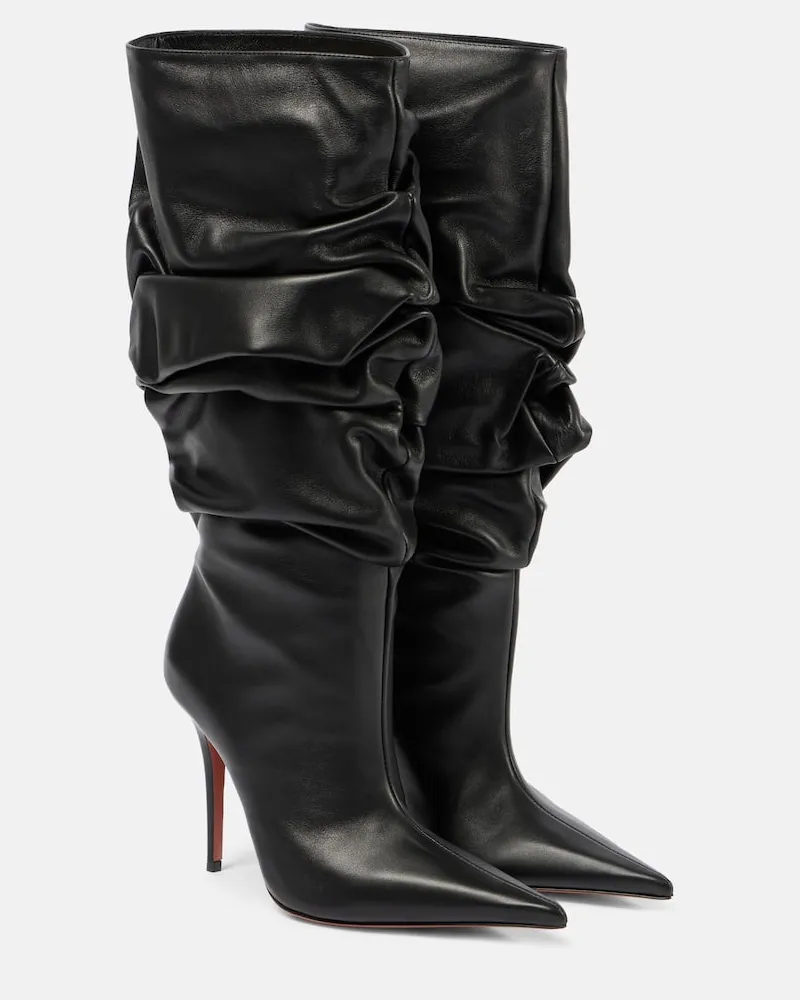 Amina Muaddi Overknee-Stiefel Anok 105 aus Leder Schwarz