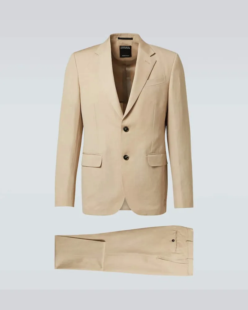 Ermenegildo Zegna Anzug Trofeo aus Wolle und Leinen Beige