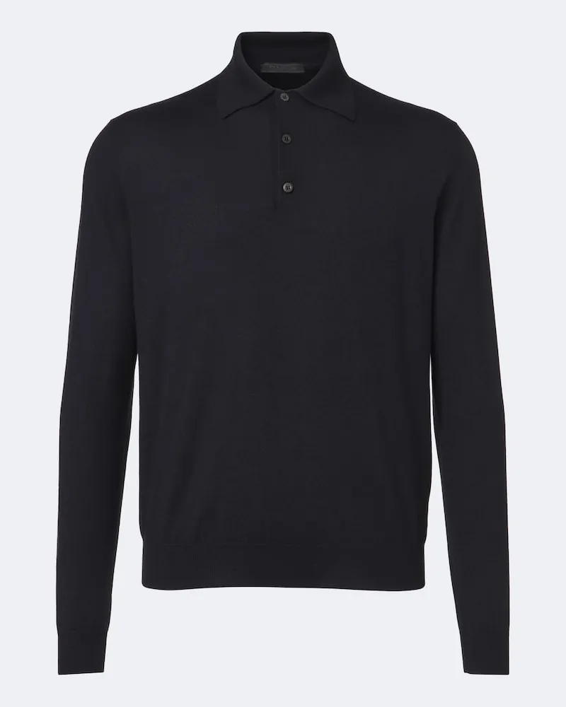 Prada Polopullover aus Kaschmir und Seide Schwarz