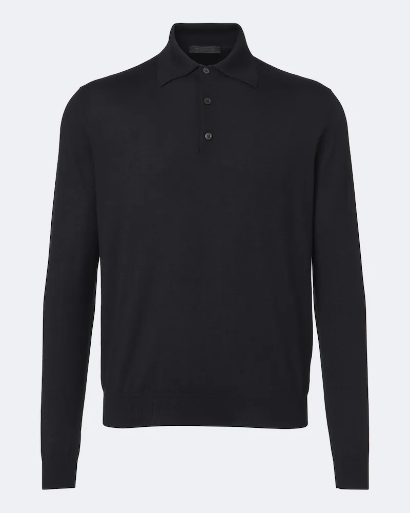Prada Polopullover aus Kaschmir und Seide Schwarz