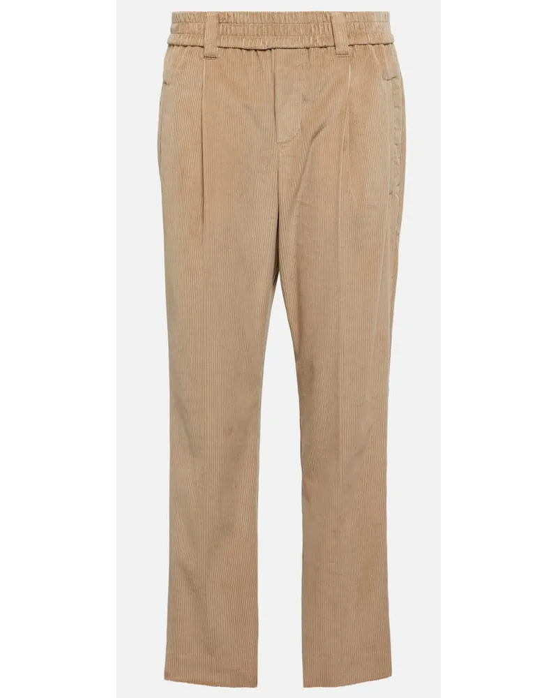 Brunello Cucinelli Mid-Rise Straight Fit Hose aus Cord Braun