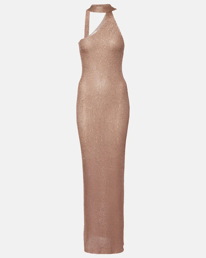 BANANHOT Maxikleid Aretha mit Pailletten Braun