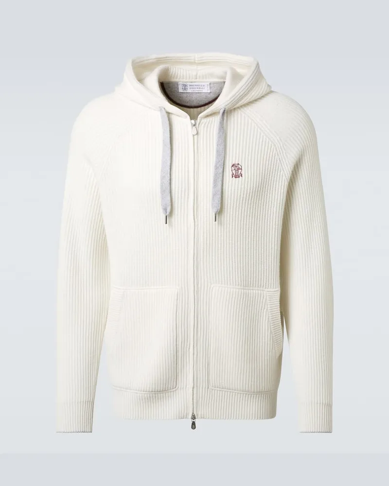 Brunello Cucinelli Kapuzenjacke aus Kaschmir Weiß