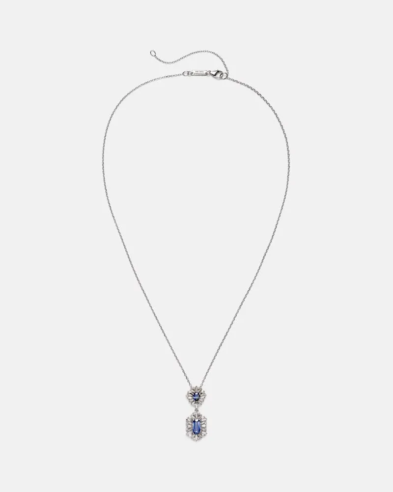 Suzanne Kalan Halskette aus 18kt Weißgold mit Diamanten und Saphiren Gold