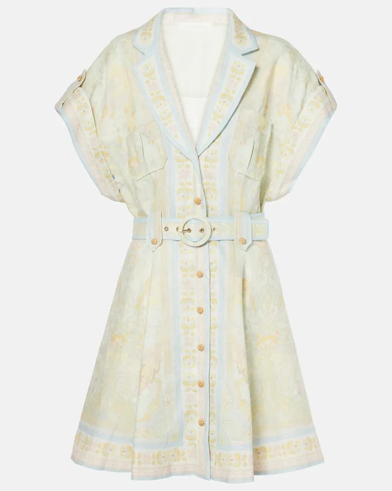 Zimmermann Hemdblusenkleid Acacia aus Leinen Blau