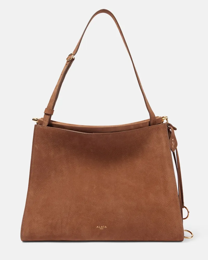 Alaïa Alaïa Schultertasche Le Click Medium aus Veloursleder Braun
