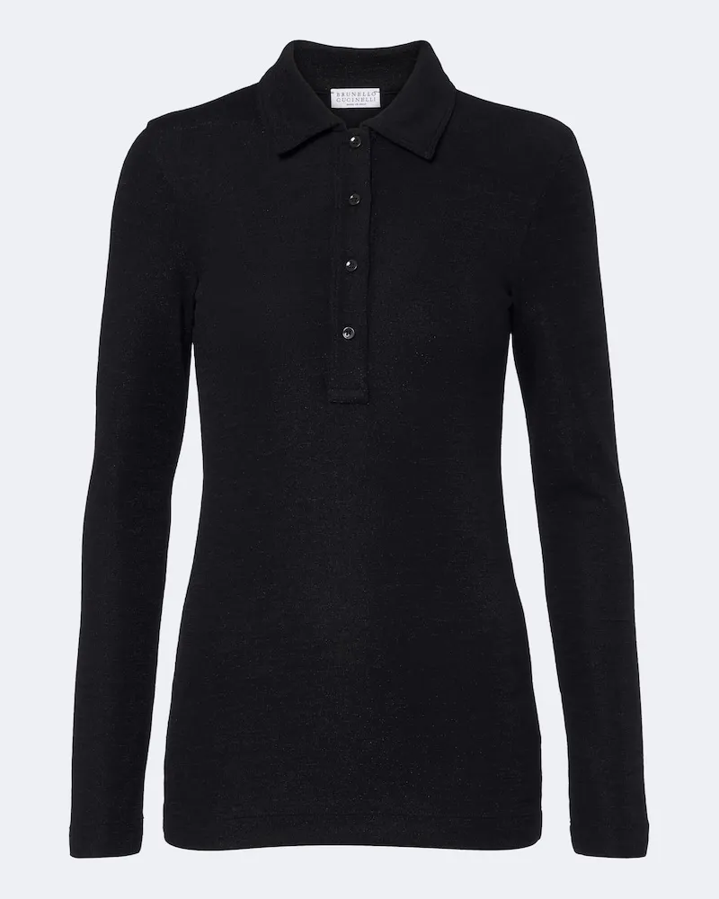 Brunello Cucinelli Polopullover aus einem Wollgemisch Schwarz