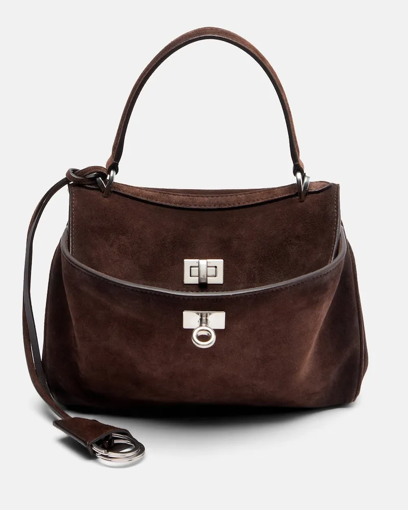 Balenciaga Henkeltasche Rodeo Mini aus Veloursleder Braun