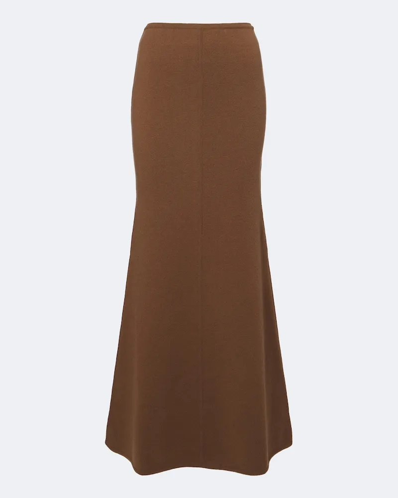 Max Mara Maxirock aus Wolle und Kaschmir Braun