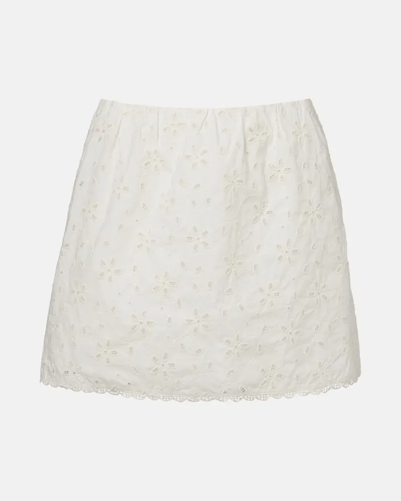 Posse Bestickter Minirock Salma aus Baumwolle Weiß
