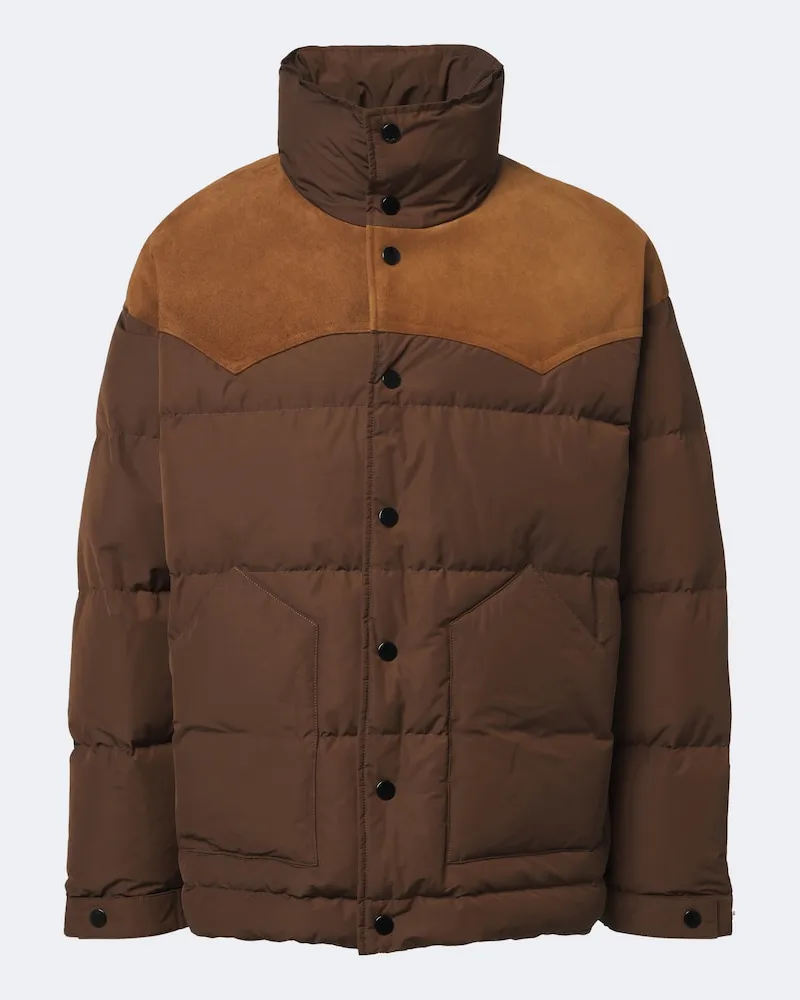 AMI Paris Daunenjacke mit Veloursleder Braun
