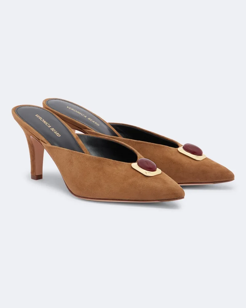 Veronica Beard Verzierte Mules Rochelle aus Veloursleder Braun