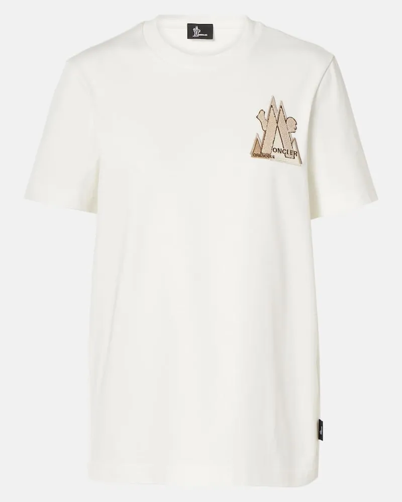 Moncler T-Shirt aus Baumwoll-Jersey Weiss