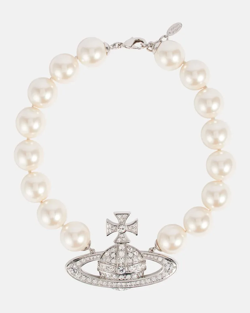 Vivienne Westwood Choker Orb aus Zierperlen mit Kristallen Silber