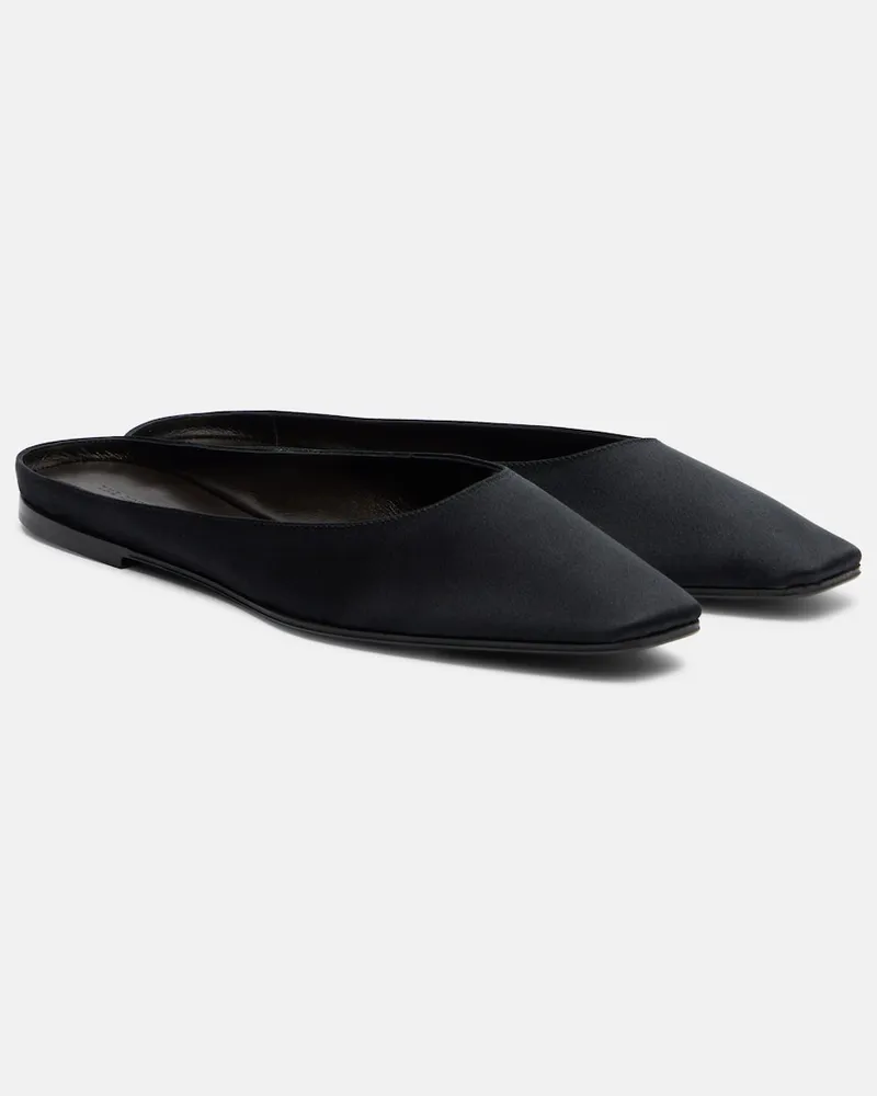 The Row Slippers June aus Satin Schwarz