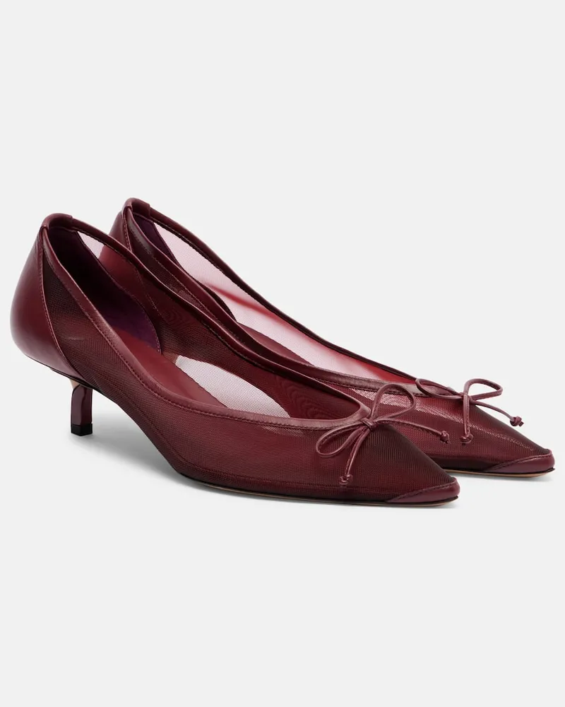 Jacquemus Pumps Tourni 45 aus Mesh Burgunderrot