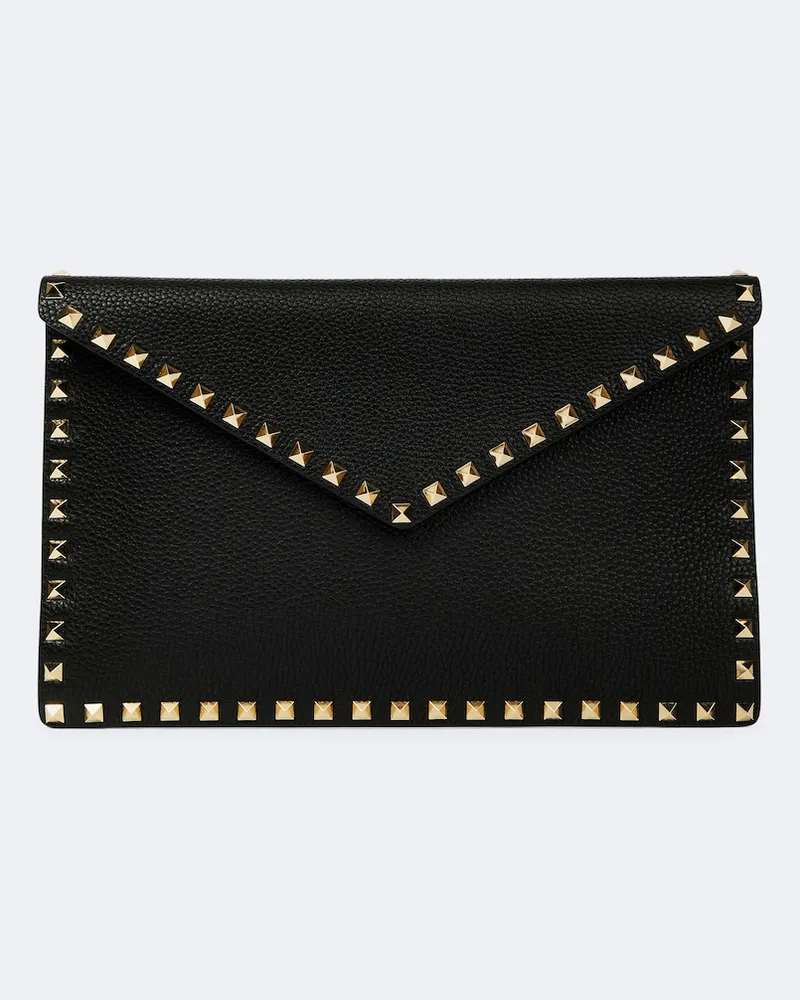 Valentino Garavani Clutch Rockstud aus Leder Schwarz