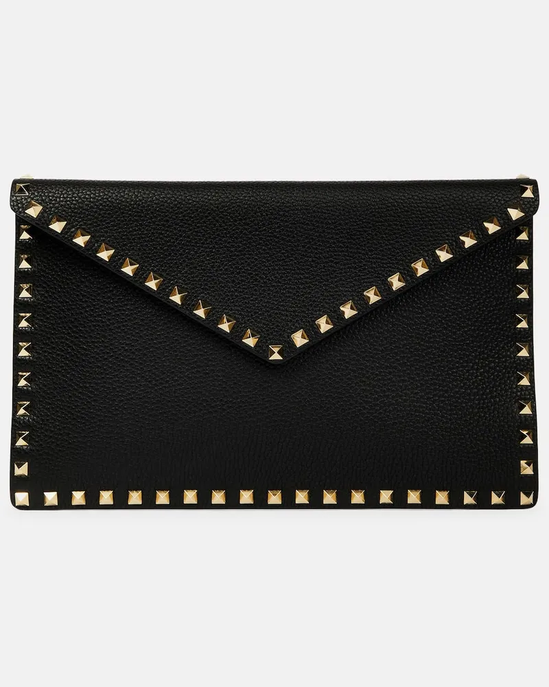 Valentino Garavani Clutch Rockstud aus Leder Schwarz
