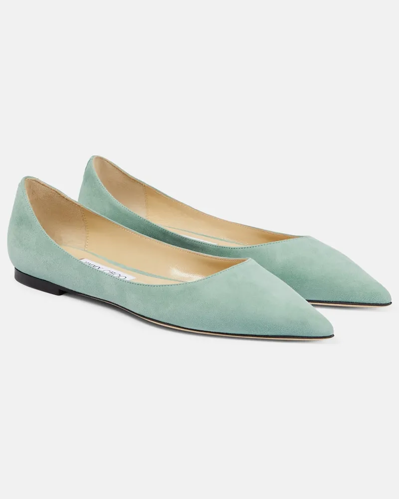 Jimmy Choo Ballerinas Love aus Veloursleder Grün