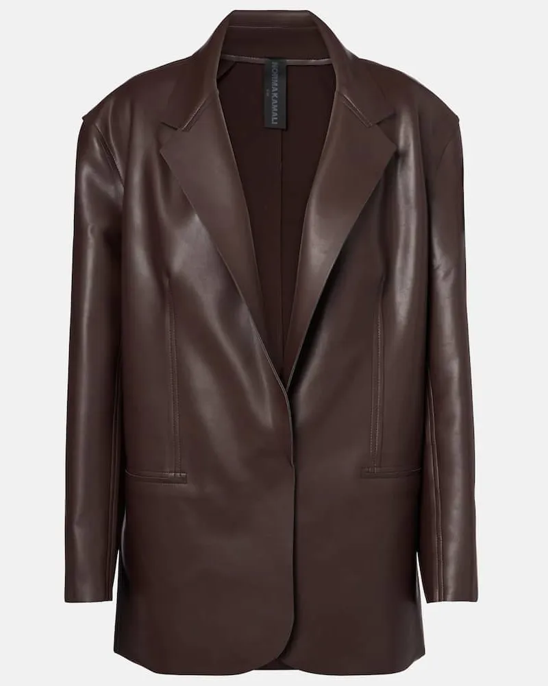 Norma Kamali Oversize-Blazer aus Lederimitat Braun