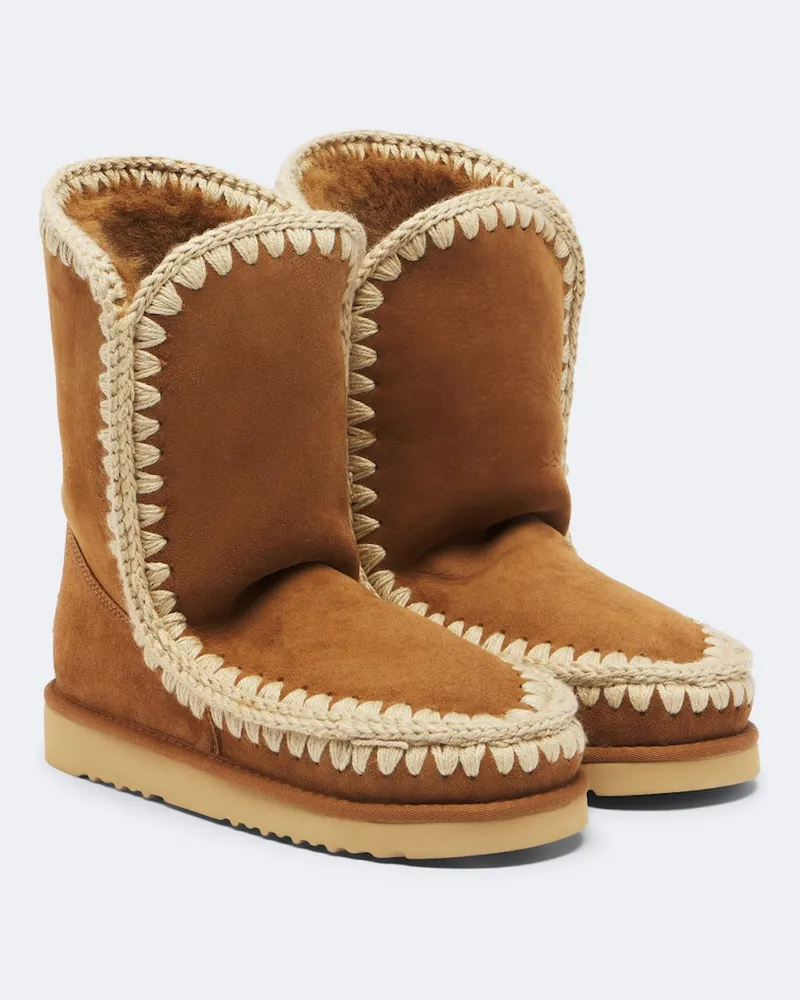 Mou Stiefel 24 aus Veloursleder mit Shearling Braun