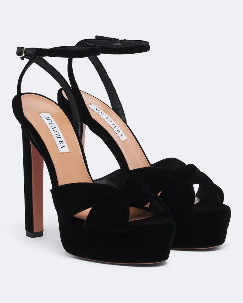 Aquazzura Plateau-Pumps Cupid aus Samt Schwarz