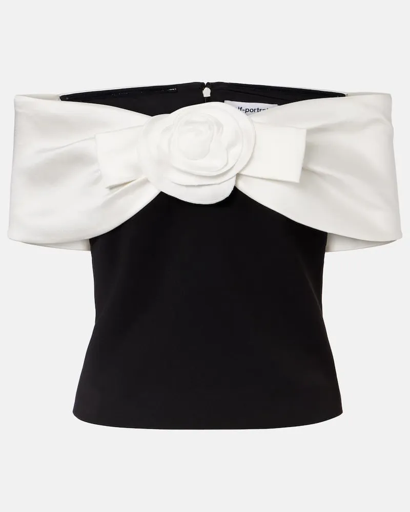Self-Portrait Off-Shoulder-Top aus Crêpe Schwarz