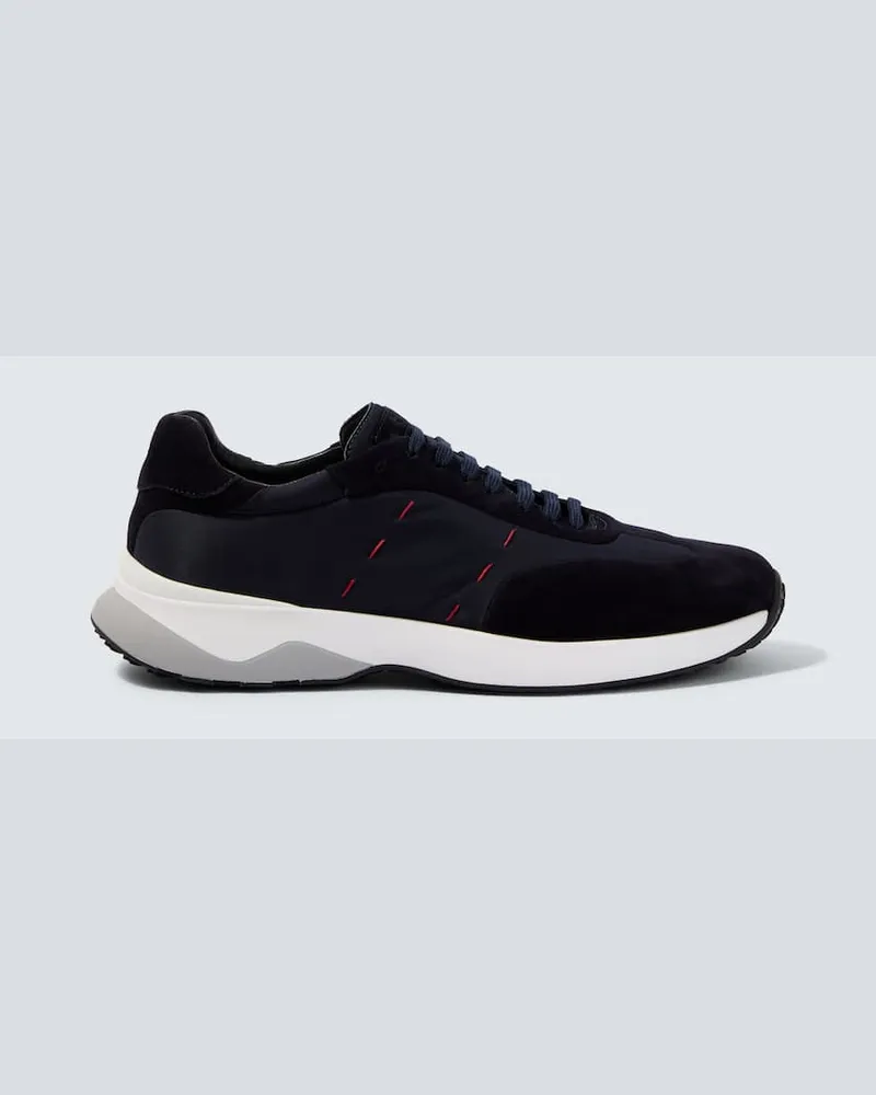 Kiton Sneakers mit Veloursleder Blau
