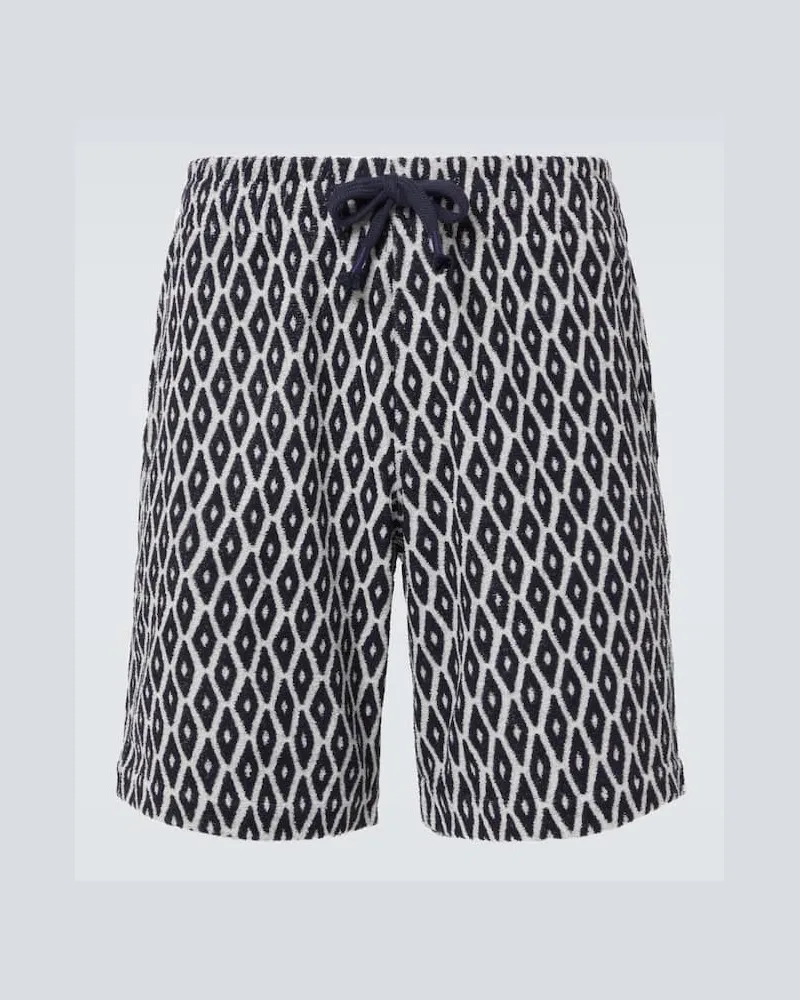Orlebar Brown Bedruckte Shorts aus Frottee Schwarz