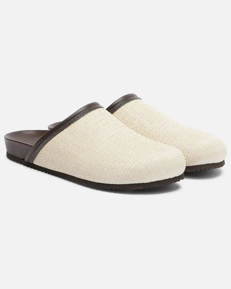 Brunello Cucinelli Slippers Monili mit Leder Beige