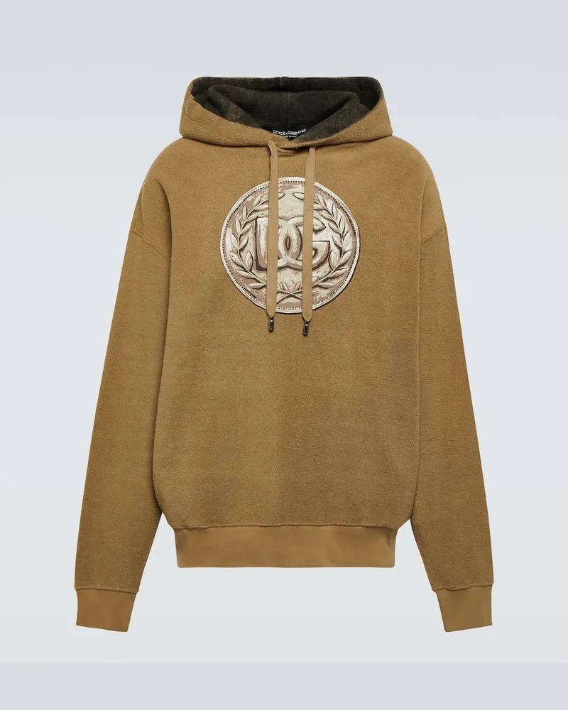 Dolce & Gabbana Hoodie aus Baumwoll-Jersey Braun