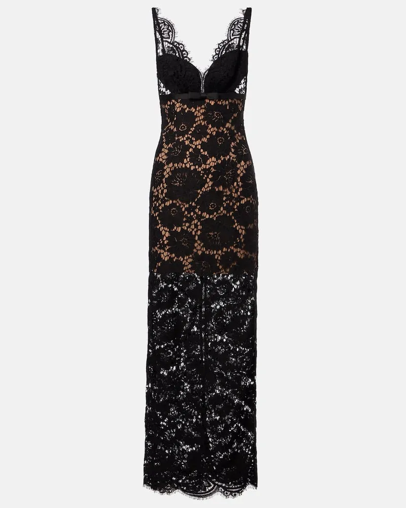 Self-Portrait Maxikleid aus Spitze Schwarz